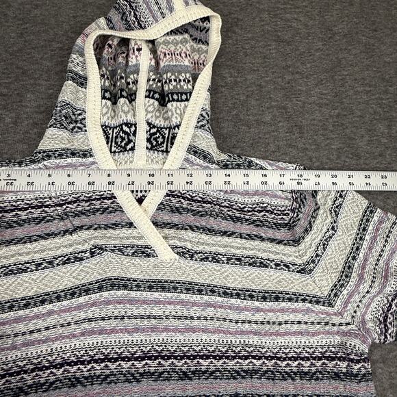 J Jill Fair Isle Hooded Sweater Stripes Women's Large Gorpcore Sustainable - Picture 4 of 9